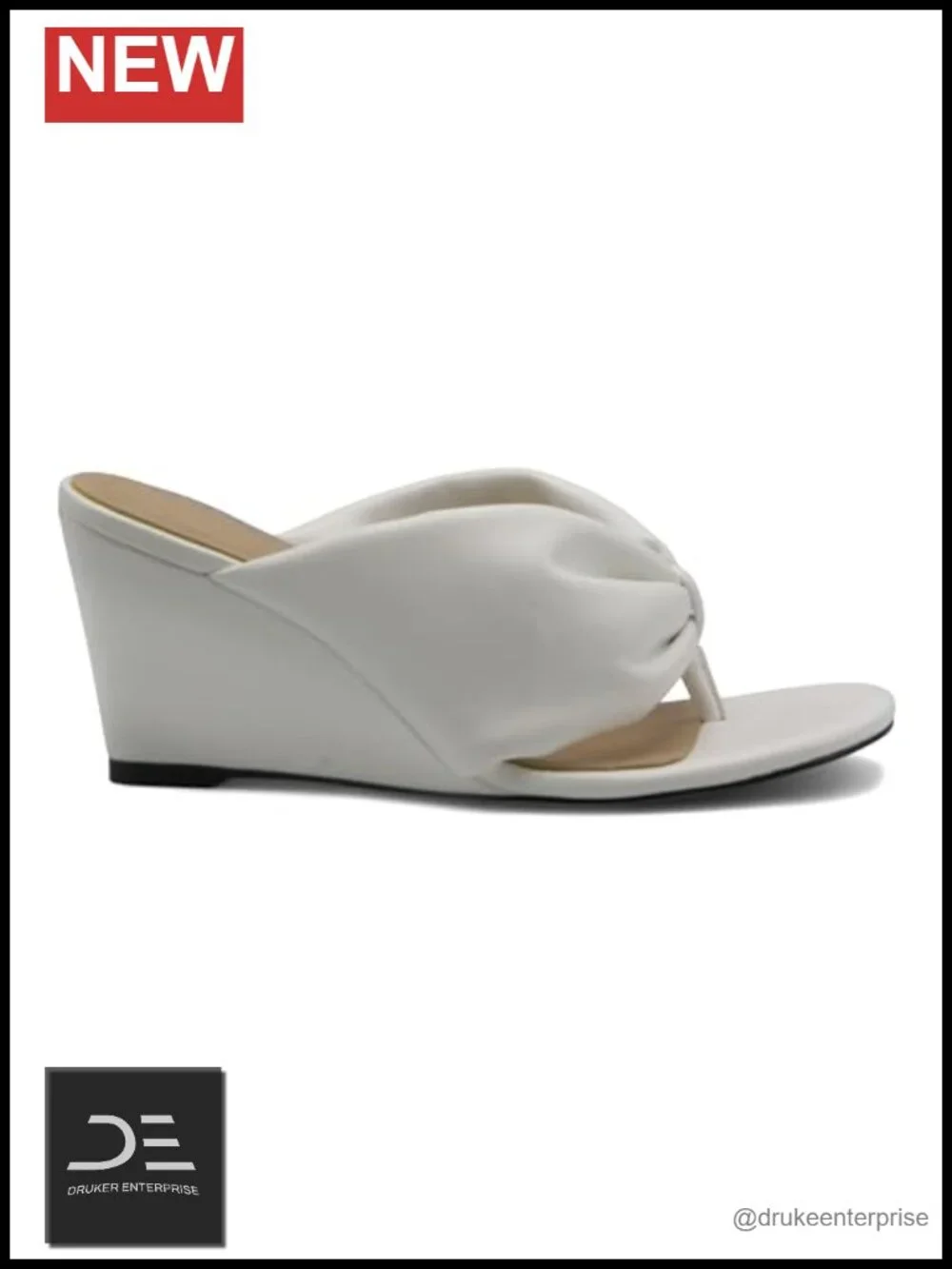 Womens Wedge Sandals Faux Leather Adjustable Strap Slip On Round Toe